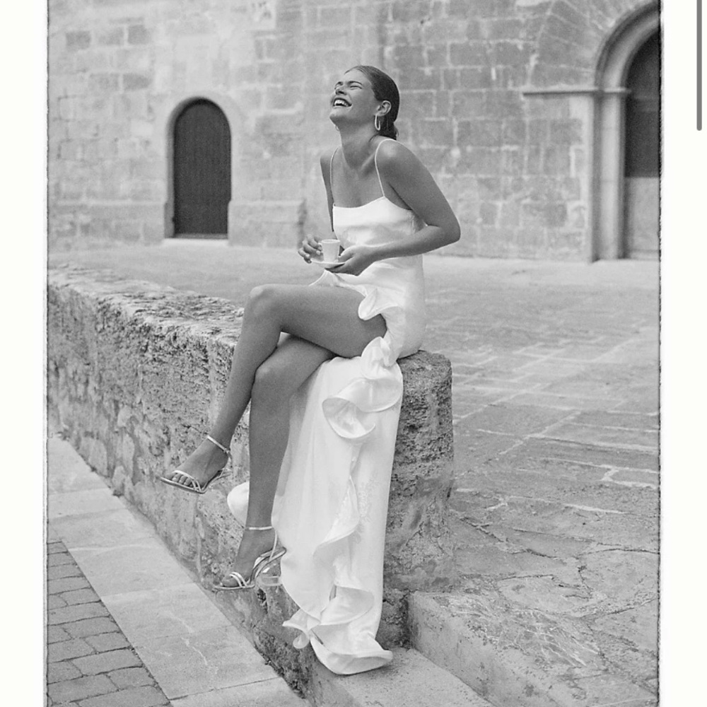 Ronny Kobo Valencia Flounce-Hem High-Low Gown
